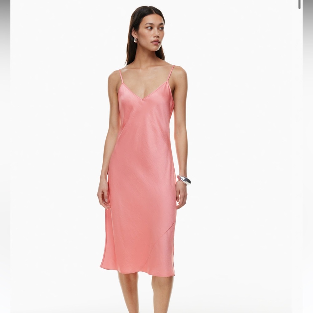 Wilfred Only Slip Satin Midi Dress Light Pink Peach Colour Size Small